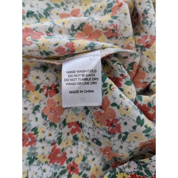 Et Clet Floral Babydoll Puff Sleeve Pleated Mini Dress Size M‎ Peasant Coquette - Picture 8 of 10